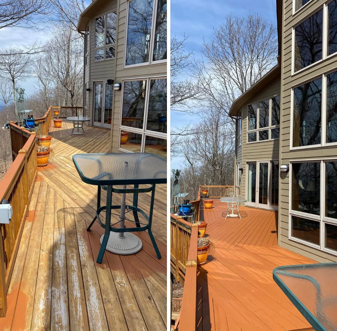 Mountain Deck Refinish — before and after by Valentine Residential Services