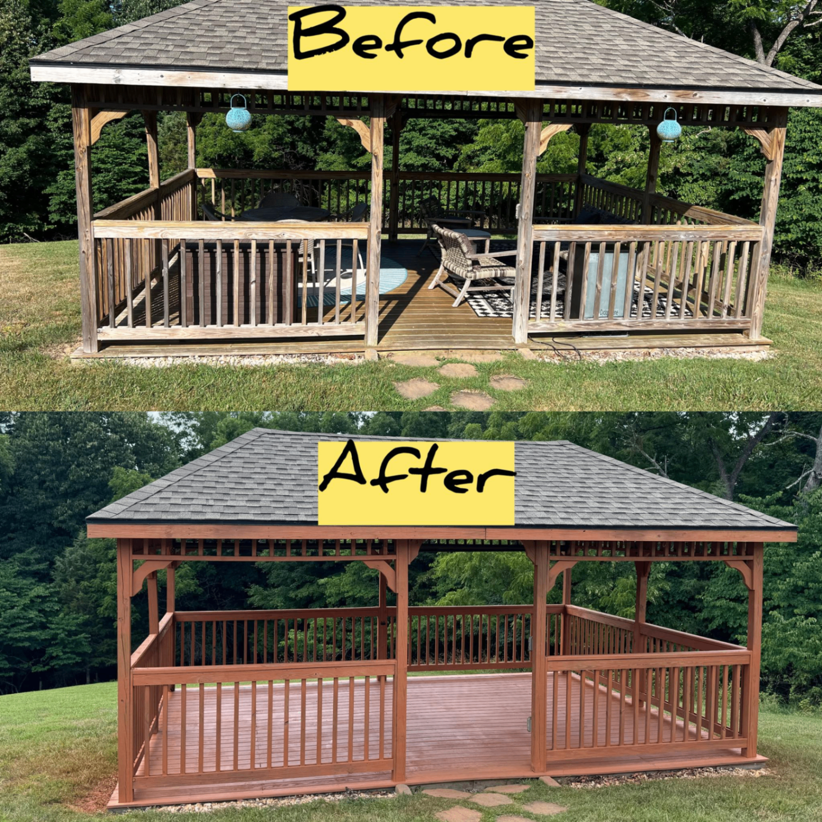 Gazebo Rebuild — before and after by Valentine Residential Services