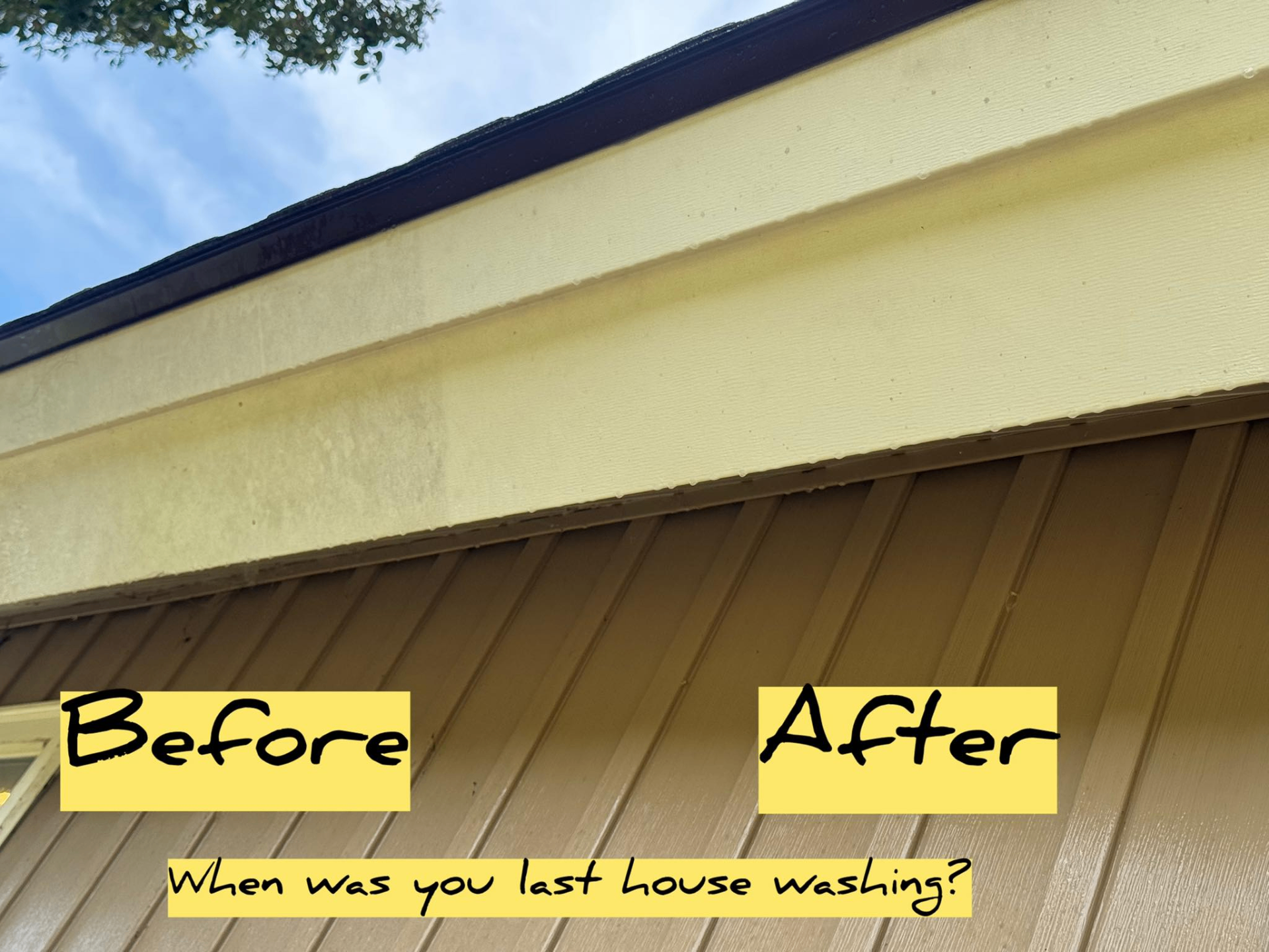 House Washing — before and after by Valentine Residential Services